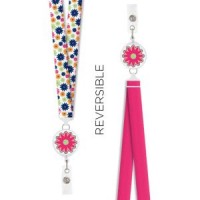 Reversible Badge Reel Lanyard-Groove Floral - 94609