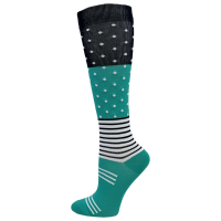 Teal Dots & Stripes Fashion Compression Sock - 92300 XL