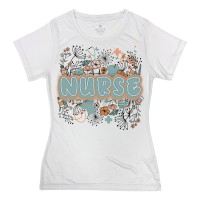 Floral Nurse Solid White S/S Tee - 92131